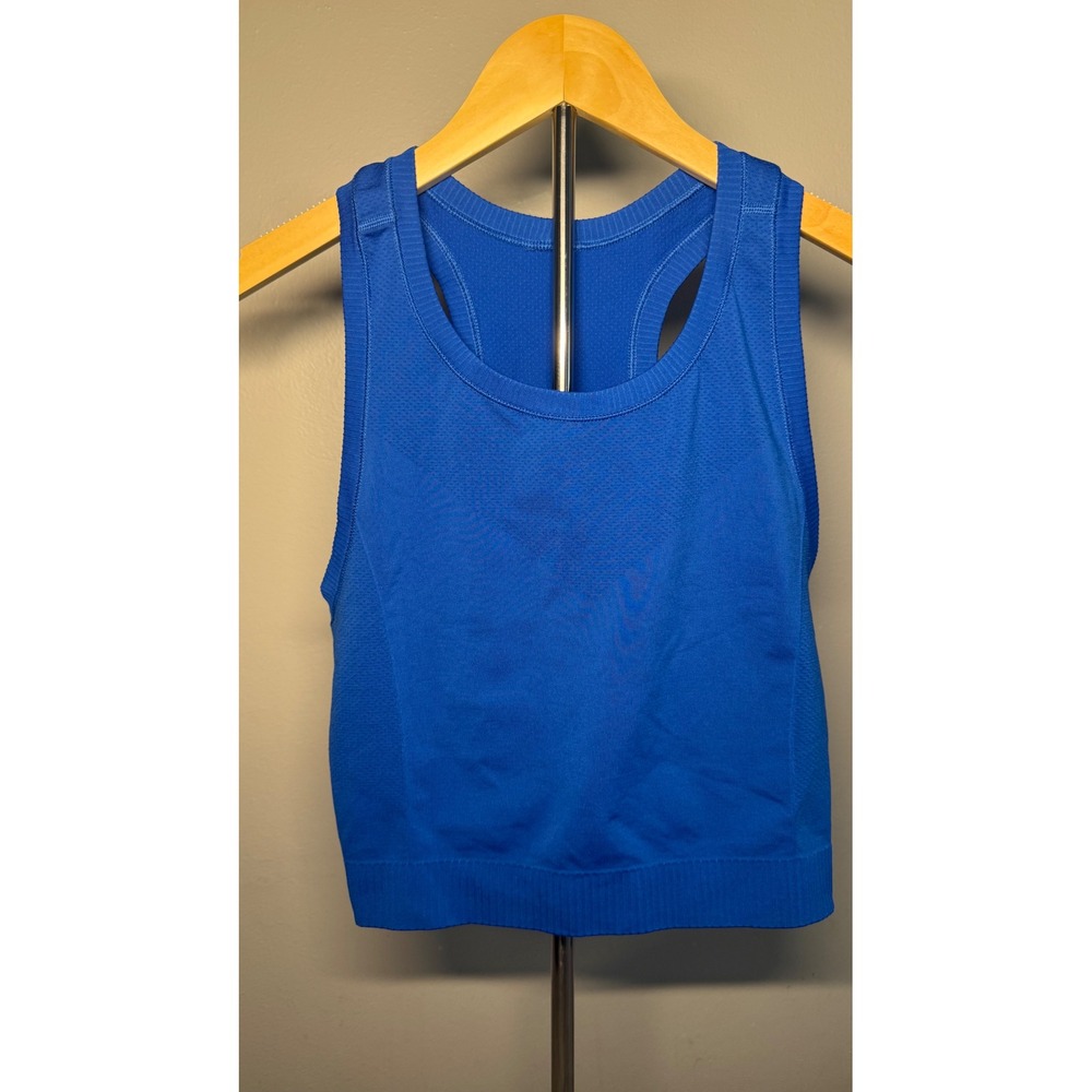 Old Navy Active Womens XL Blue Seamless Racerback Crop Tank Top Athletic Workout